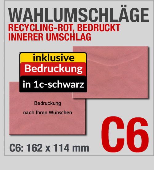 Innere Wahlumschlge, Rot, C6, bedruckt