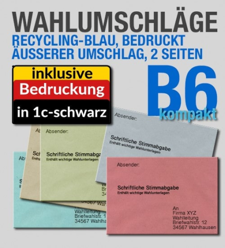 uere Wahlumschlge, kompaktes Format = 176 x 120 mm, zweiseitig bedruckt