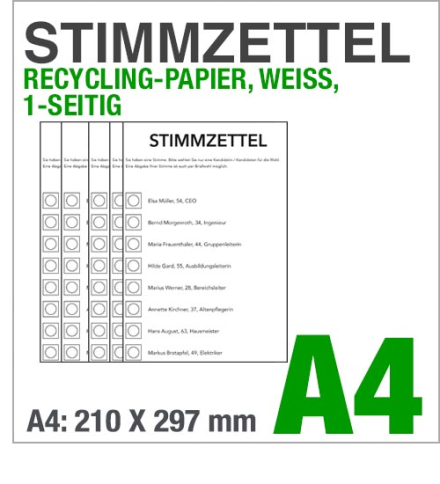 Stimmzettel für Wahlen, A4