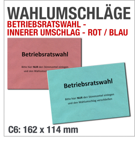 Stimmzettelumschlge Betriebsratswahl  C6, rot oder blau