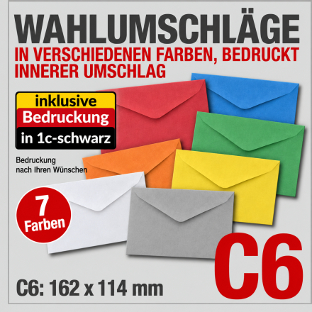 SBV-Wahlumschl�ge C6, 162 x 114 mm, individuell bedruckt