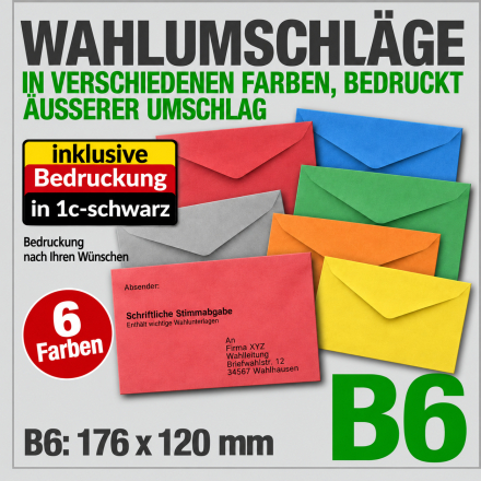 SBV-Briefwahlumschl�ge B6, 176 x 120 mm, bedruckt