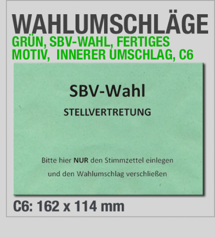 SBV-Wahlumschl�ge - Stellvertretung � Gr�n � C6 � fertig bedruckt