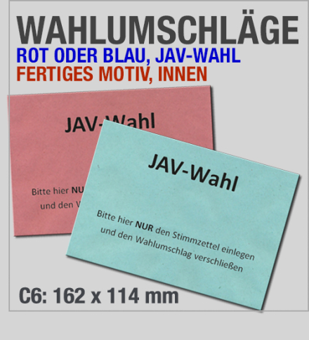 JAV-Wahlumschl�ge � C6 � fertig bedruckt � Rot oder Blau
