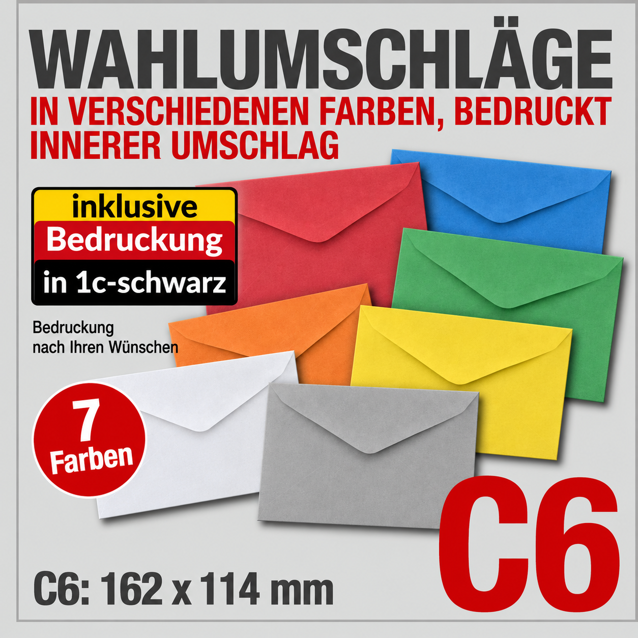 JAV-Wahlumschläge 2026, C6, individuell bedruckt