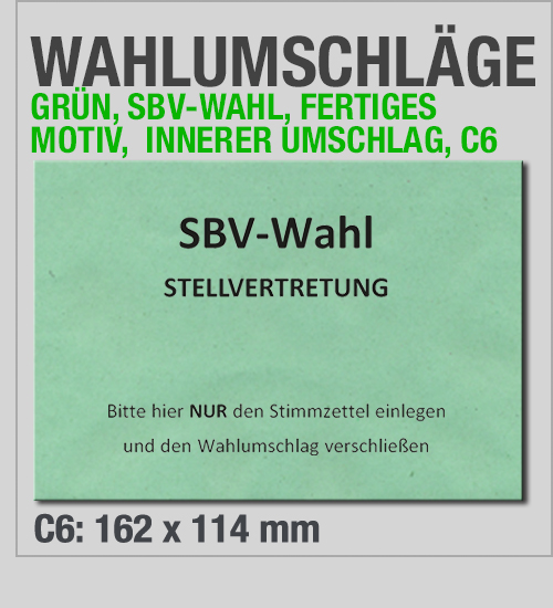 SBV-Wahlumschläge - Stellvertretung – Grün – C6 – fertig bedruckt