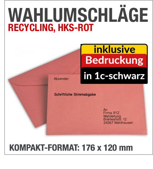 Wahlumschläge, Rot, kompakt, bedruckt