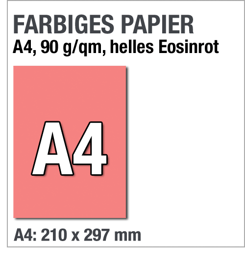Farbiges Papier, A4, Eosinrot