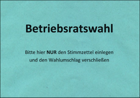 Betriebsratswahl - Stimmzettelumschläge, Wahlumschläge für Briefwahl